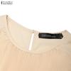 ZANZEA Abito casual da donna con scollo rotondo e maniche lunghe, ampio e plissettato