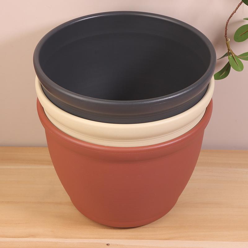 1 pièce avec soucoupe Pot de fleurs rond épais imitation céramique en PP Pot de fleurs Plantation intérieure Salon Balcon Pot pour bonsaï