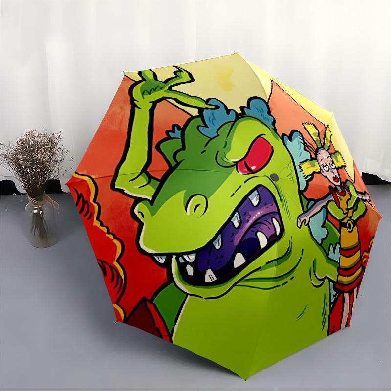 Rugrats Go Wild Automatic Umbrella - Foldable with 8 Iron Ribs, Portable for Outdoor, Gift, Outdoor Umbrell, Playful Accessory, Durable High