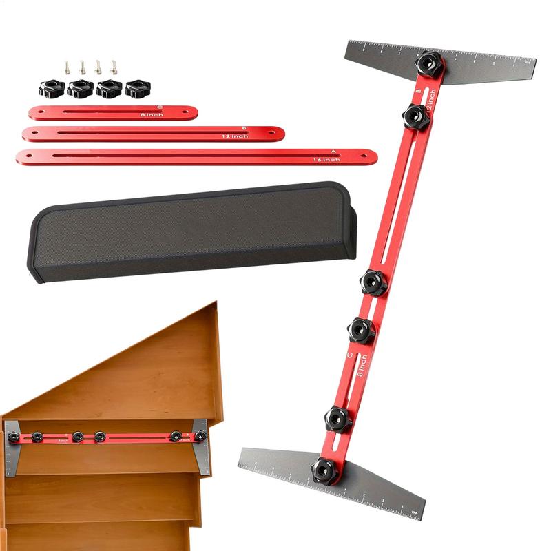 

Stair Measuring Ruler Set Aluminum Alloy Adjustable Stair Tread Template Jig High Precision Multifunctional Measuring Tool CN