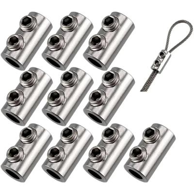 Clamps Double Holes Metal Copper Clip Stainless Steel Rope Sling Tool 10PCS for 2/3mm Steel Wire Sling Fastening Accessories