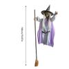 Flying Witch Halloween Decor on Broom with Luminous Eyes Hovering Witch Prop Decoration Flying Broom Witch Spooky Decor