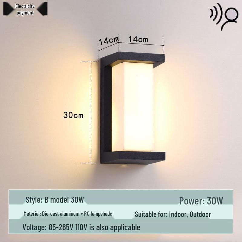 Waterproof Minimalist LED Wall Light with Smart Sensor for Outdoor Use