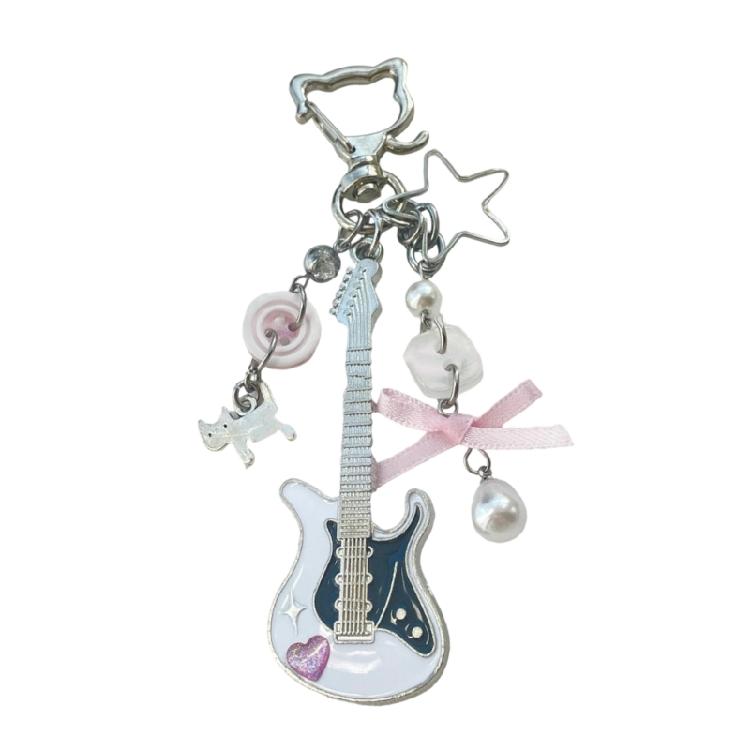 

Custom Y2K Cartoon Cats With Guitar Keychain Colorful Beadwork Jewelry Accessory For Modern Style Personalization