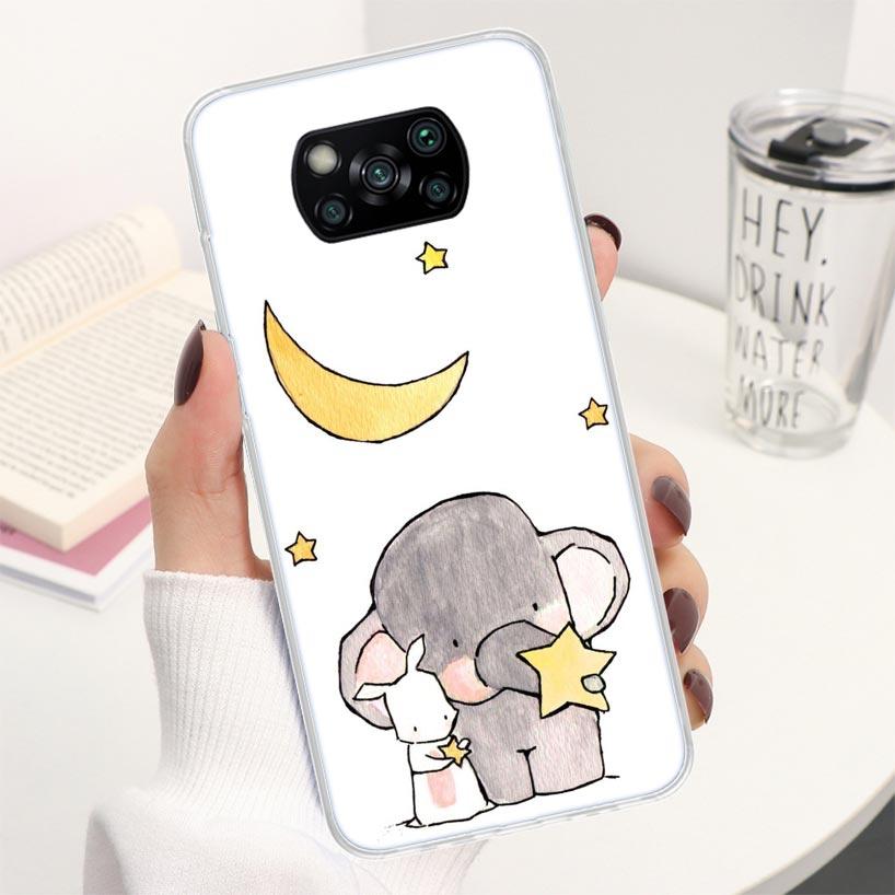 Cartoon Elephant Pink Phone Case For Xiaomi Poco X3 Nfc X5 X6 X7 Pro F7 Ultra F6 F5 F4 M6 M5S X4 GT M4 M3 F3 Soft Cover Shell Po