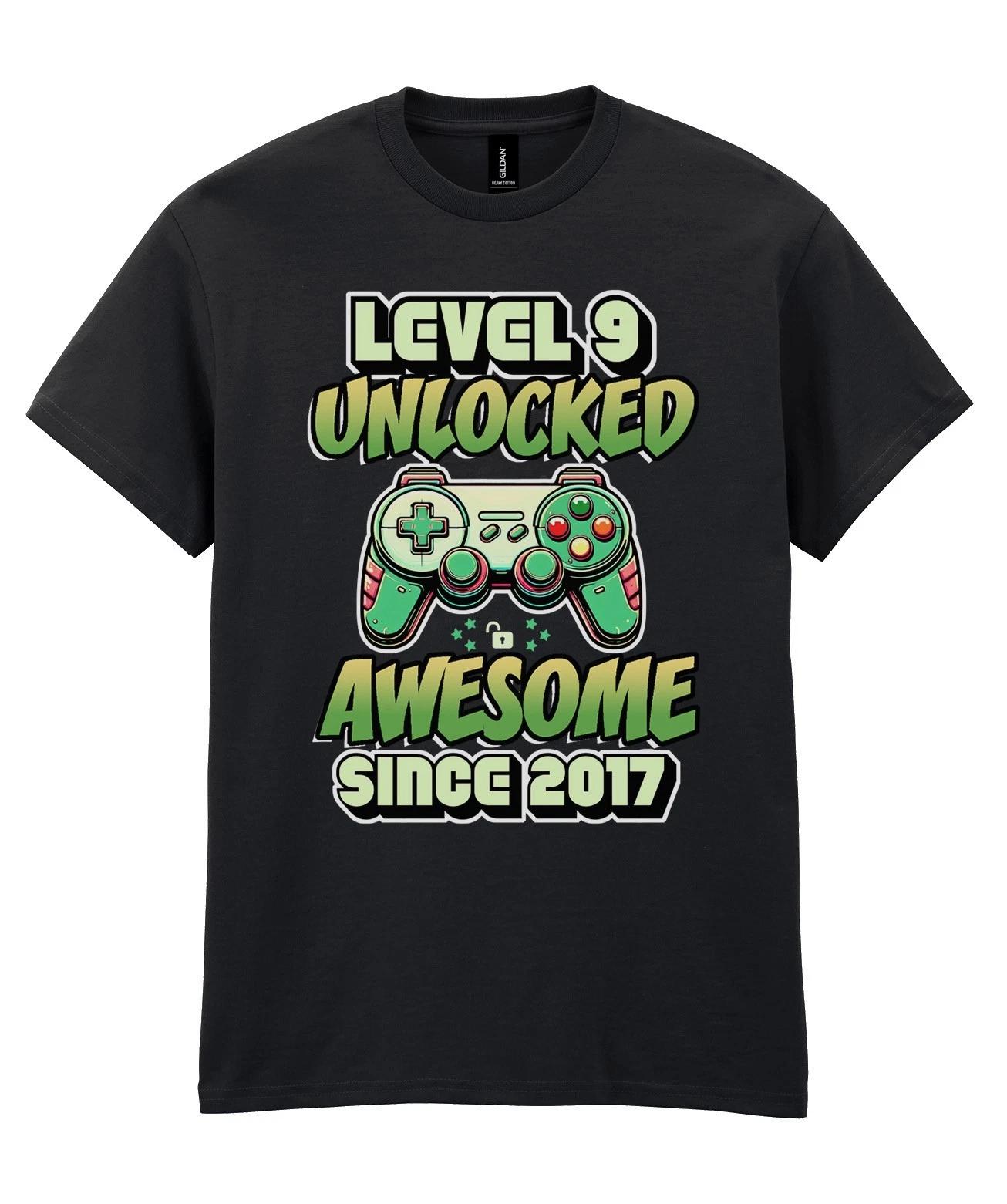 Kids Gaming T-Shirt 9th Birthday Awesome 2017 Level 9 Unlocked Christmas Gamer 150