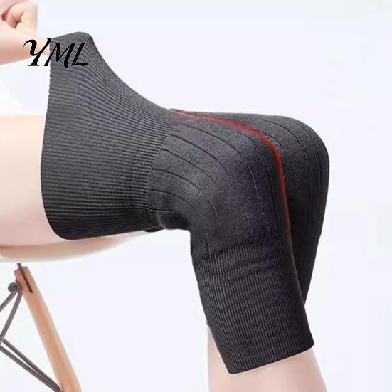 Knitted Leg Protectors 1 Pair Knit Warmers for Elderly Women, Soft Stretchy Winter Knee Thick Sleeves, Anti-slip Long Boot Socks Cold Weather Thermal