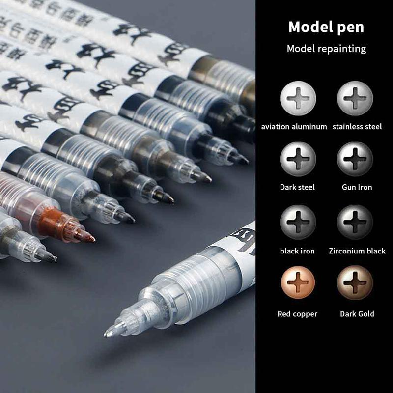 8 Colors Metallic Marker Pen 1Mm Diy Reflective Paint Pen Permanent Gold Silver Marker Touch Up School Model Painting Marking