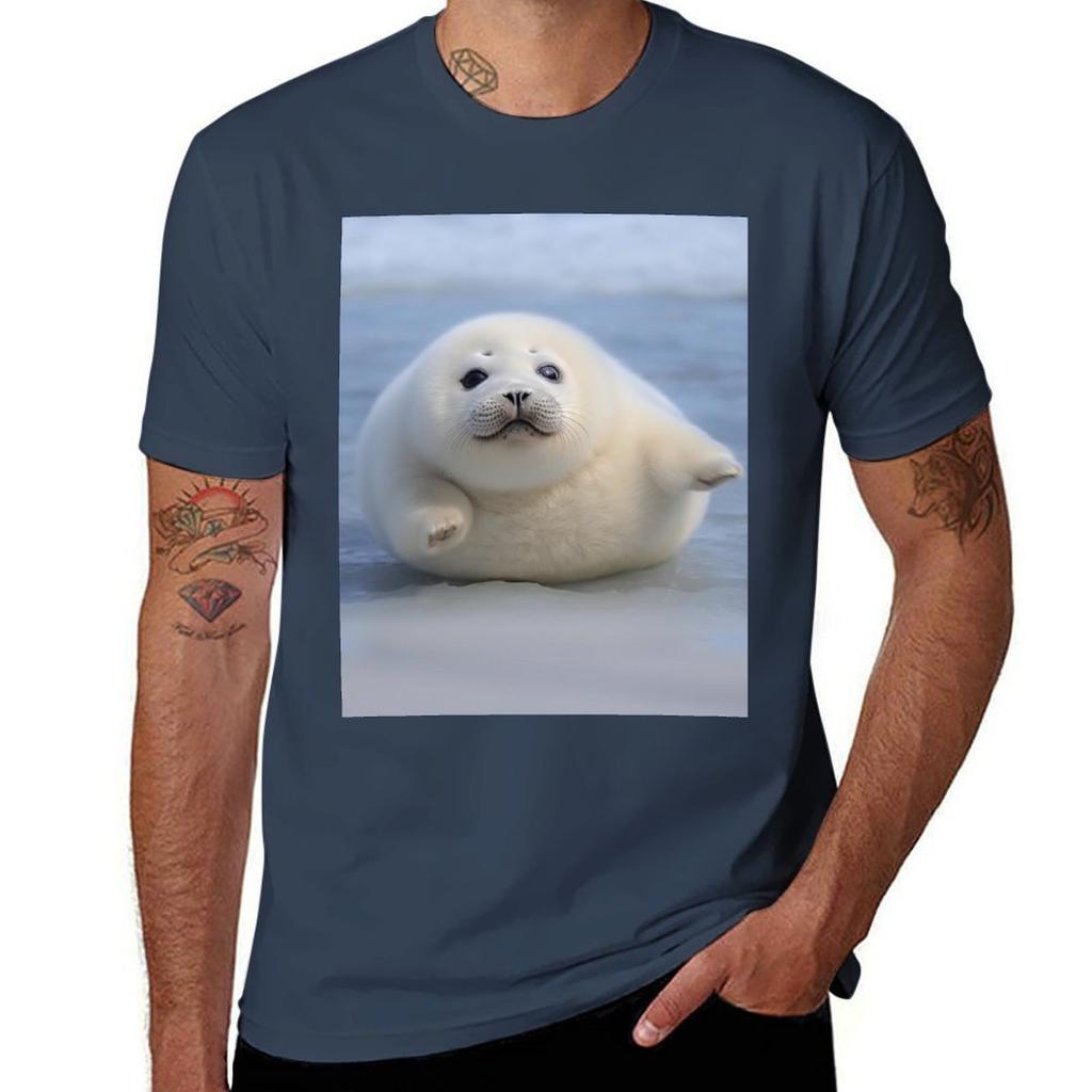 Chonky Seal Pup Hug TShirt Stylish Graphic Short Sleeve Top