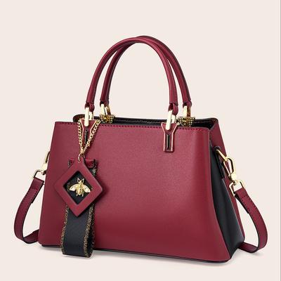 Tasche mit großem Fassungsvermögen Damen Neue Leder Damenhandtasche Rot Damen