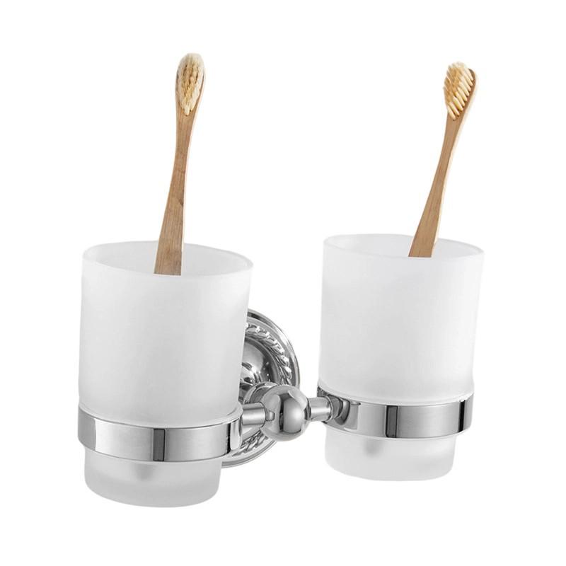 Badezimmer-Handtuchhalter-Set im europäischen Stil, Silber, Vollkupfer