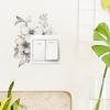 Classic Floral Wall Decal for Light Switch and Outlet, Black and White Flower and Leaf Pattern, Plastic Self-Adhesive Overlay for Home Decor