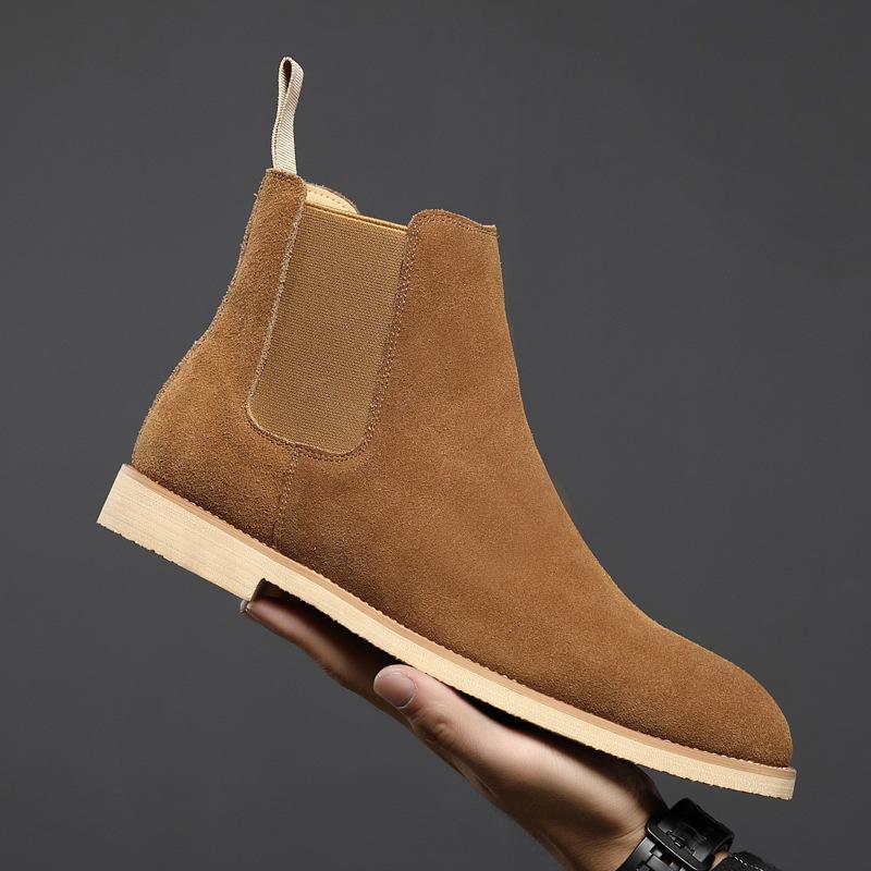Men's Autumn/Winter Frosted Leather Pointed Toe Chelsea Boots