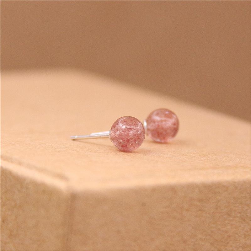 

Buyee 925 Sterling Silver Bead Stud Earring Natural Strawberry Simple Round Earring for Women Fashion Party Fine Jewelry Earring