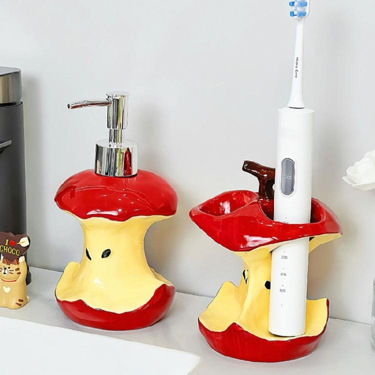 Practical Ceramic Press Pump Bottle with Fruit Core Design Soap Container Liquid Dispenser For Various Bathroom Liquid Product