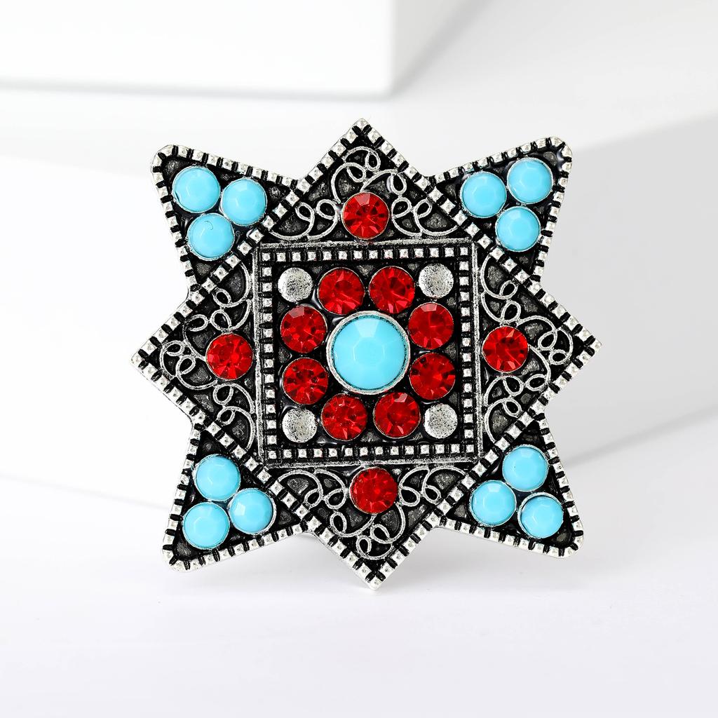 Vintage Turkish Tibetan Flower Brooch Brooch Anti-Light Buckle Pin Classic Temperament Clothing Accessories