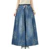 Lockere High Waist Wide Leg Jeans Bedruckter Elastischer Bund Lässige Denimhose Damen Sommermode Gerade Hose 2025