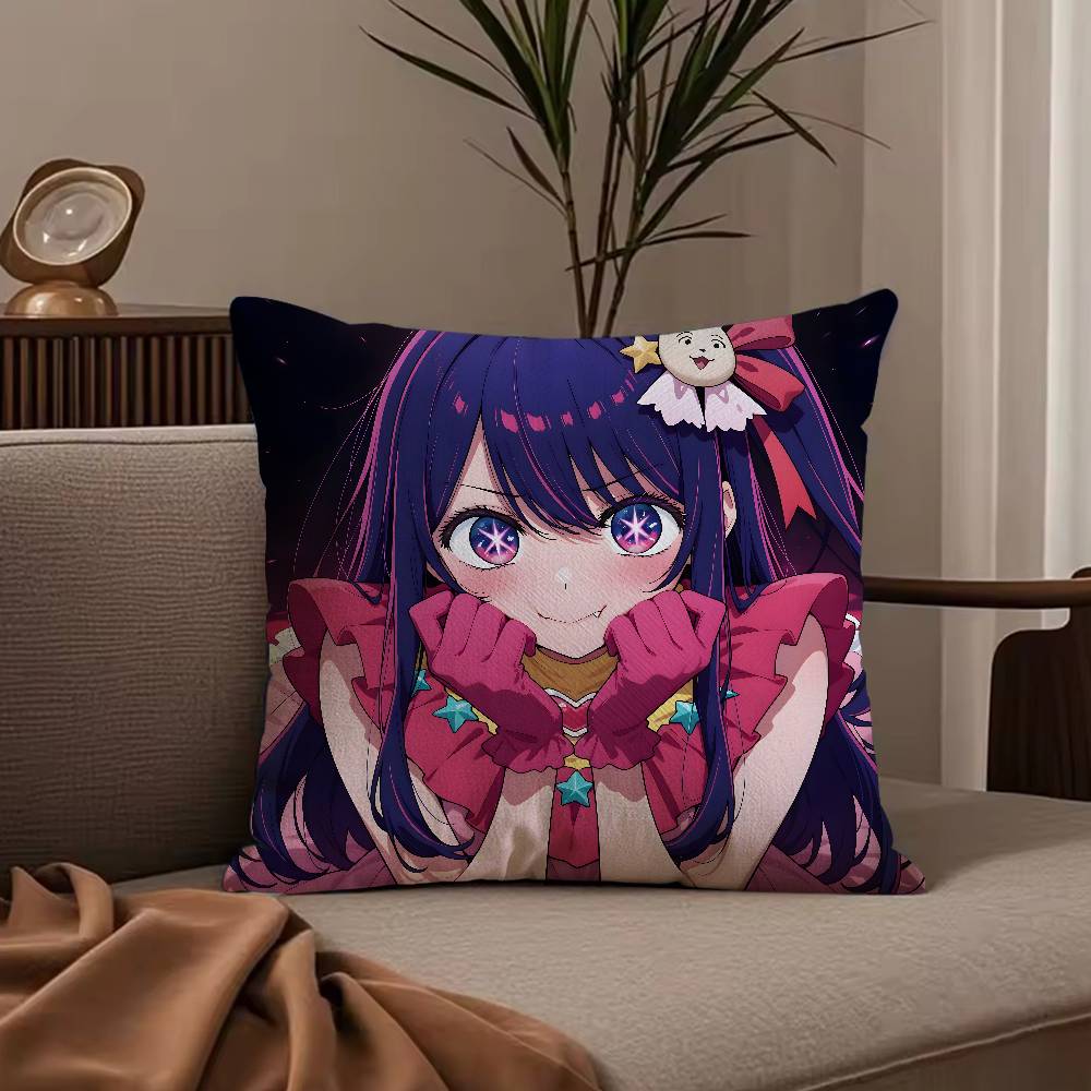 Hot Anime Oshi no Ko Hoshino Ai Pillow Case Anti-dustmite Pillowcase Invisible zipper silky short plush Sofa cushion cover