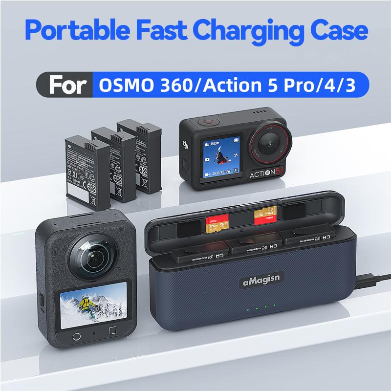 For DJI OSMO 161 OSMO Action 1 Pro 1 1 Battery Charger Fast Charging Hub Portable Charge Case For DJI OSMO Accessories