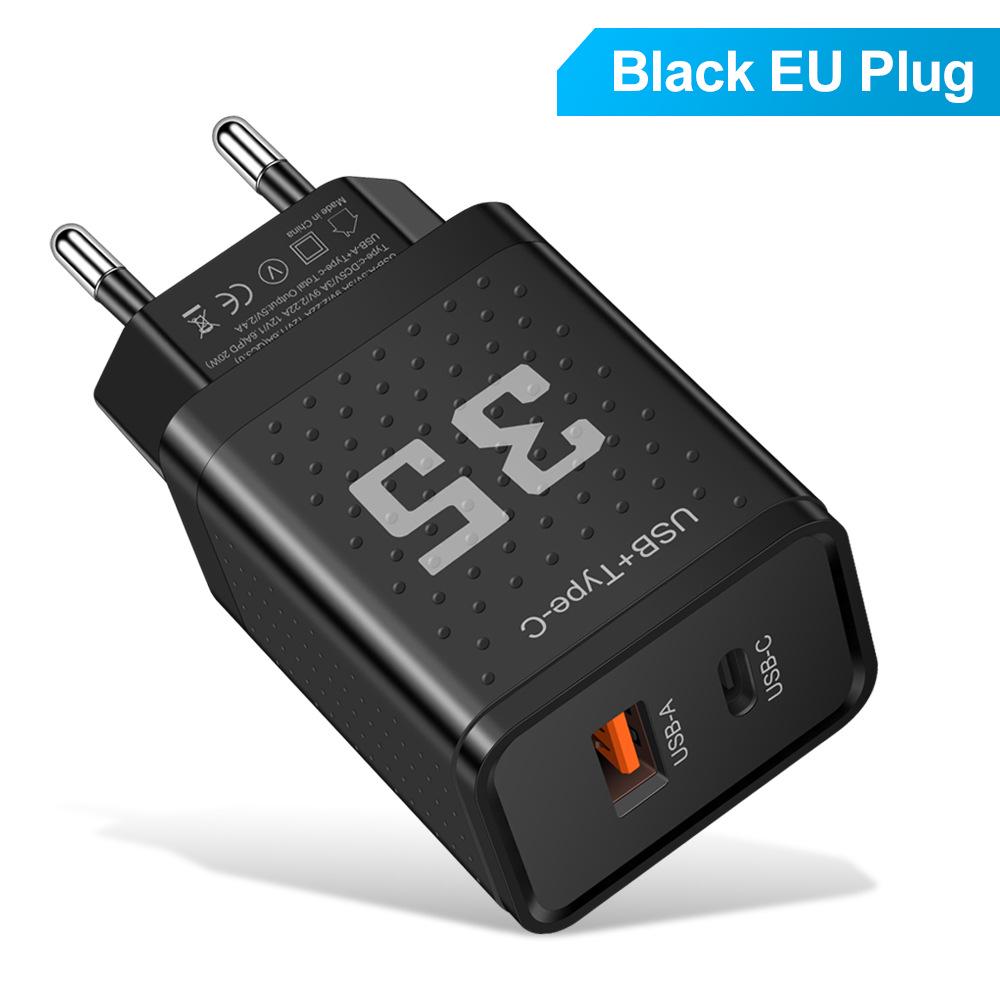 20W 3A Dual PD+USB Charger with US/EU/UK Plugs