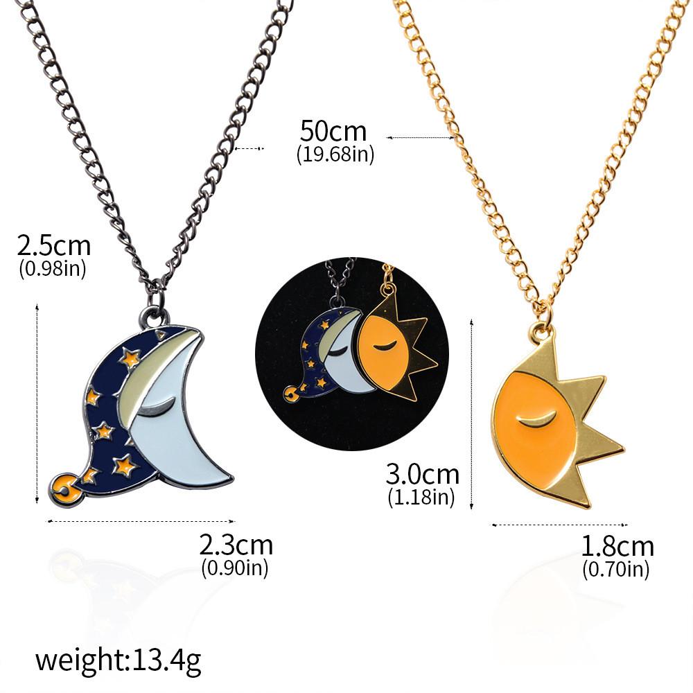 Moon And Sun Pendant Necklace With Alloy Material For Couples Casual Wear