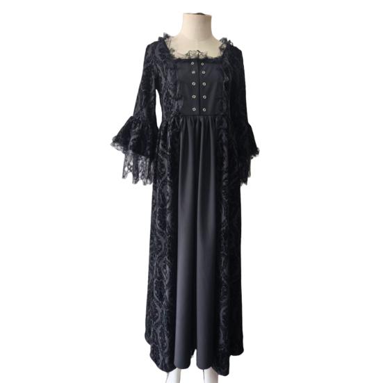 Viduramžių renesanso karalienės rutulinė suknelė varpelio rankovėmis didele suknele Helovino kostiumas