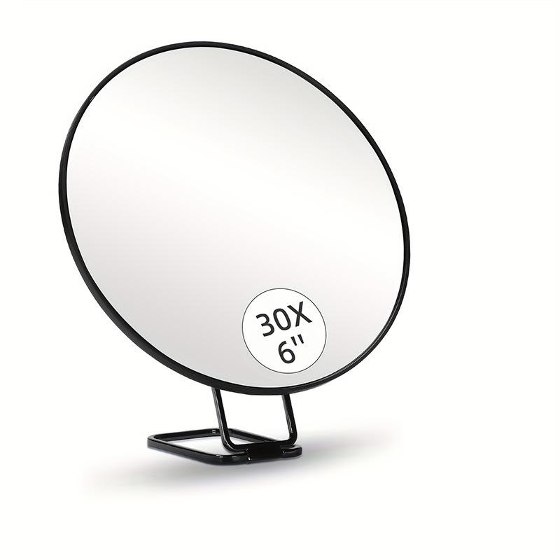 Handheld 6-inch Makeup Mirror with 10x, 20x, 30x Magnification and 360° Rotating Bracket