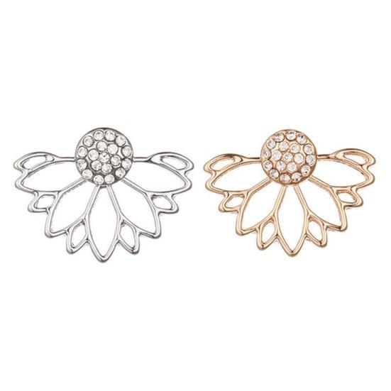 Women Fashion Shiny Rhinestone Hollow Out Ear Jacket Stud Earrings Jewelry Gift