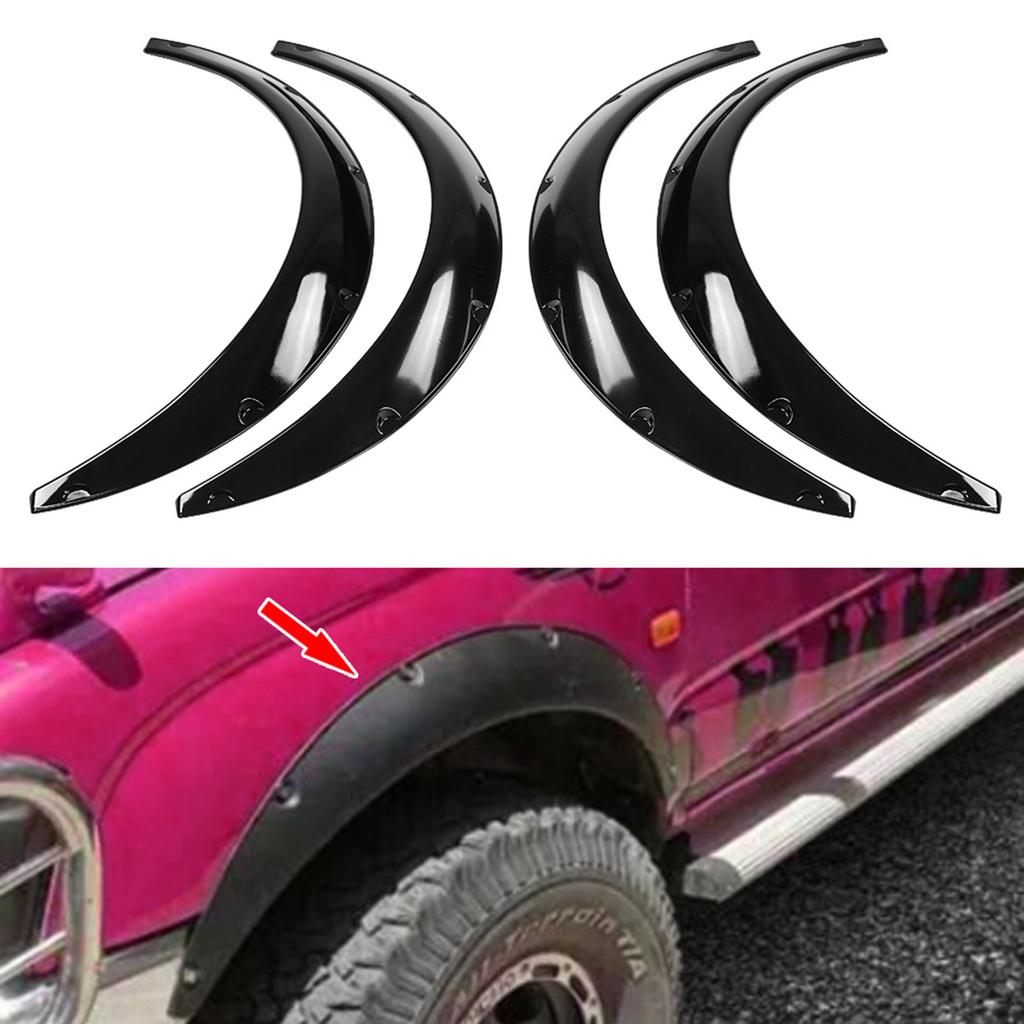 4 Pieces 850mm 33.5 Inch Flexible Car Front and Rr Flares Extra Wide Car Body Wheel Arches   Fitment ABS Black