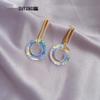 Spring Summer Crystal Gradient Hoop Earrings: Women's Fashion Iridescent Dangle Earrings