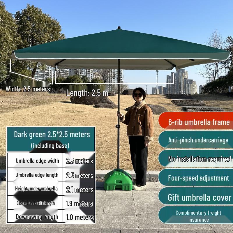 Large Outdoor Commercial Parasol - Thickened Square Patio Umbrella Tent