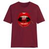Women Girls Plus Size Lips Print Shirt Short Sleeve T Shirt Blouse Tops