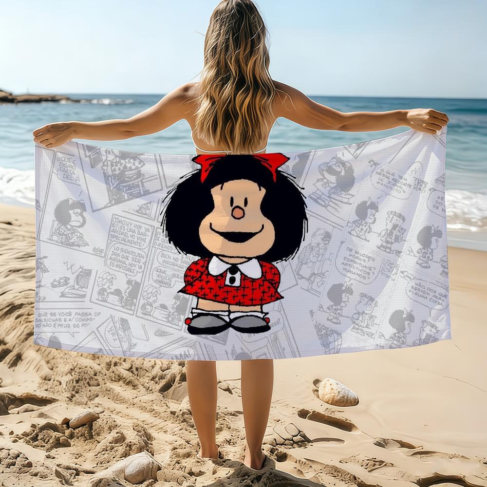 

Cartoon Mafalda Cute Towel Beach Towel Oversized Quick Dry Towel Absorbent Soft Swim BeachTowels for Men Women W30*H60(CM)