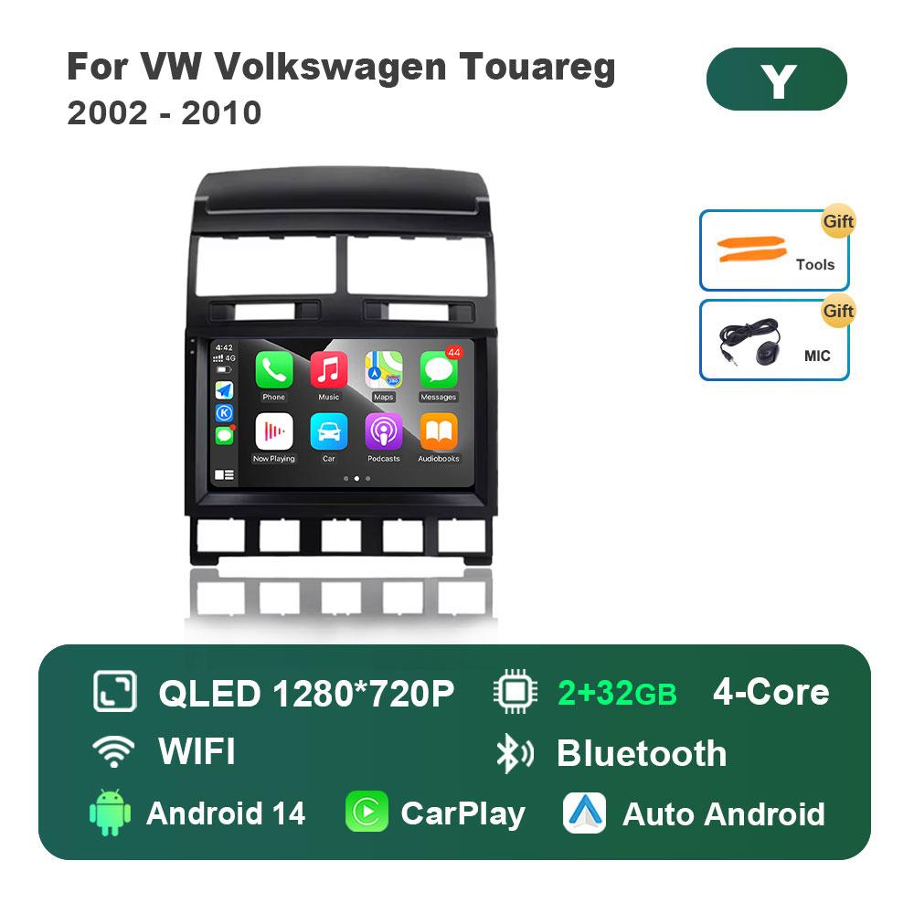 For VW Volkswagen Touareg 2002 - 2010 Car Radio Multimedia Player 4G GPS Navigation Android 14 WiFi DSP Stereo Touch Screen