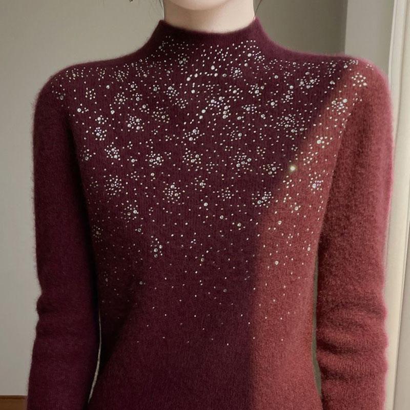 Sweater for Women Autumn Winter Lightweight Warm Knitted Stretchy Long Sleeve Tops