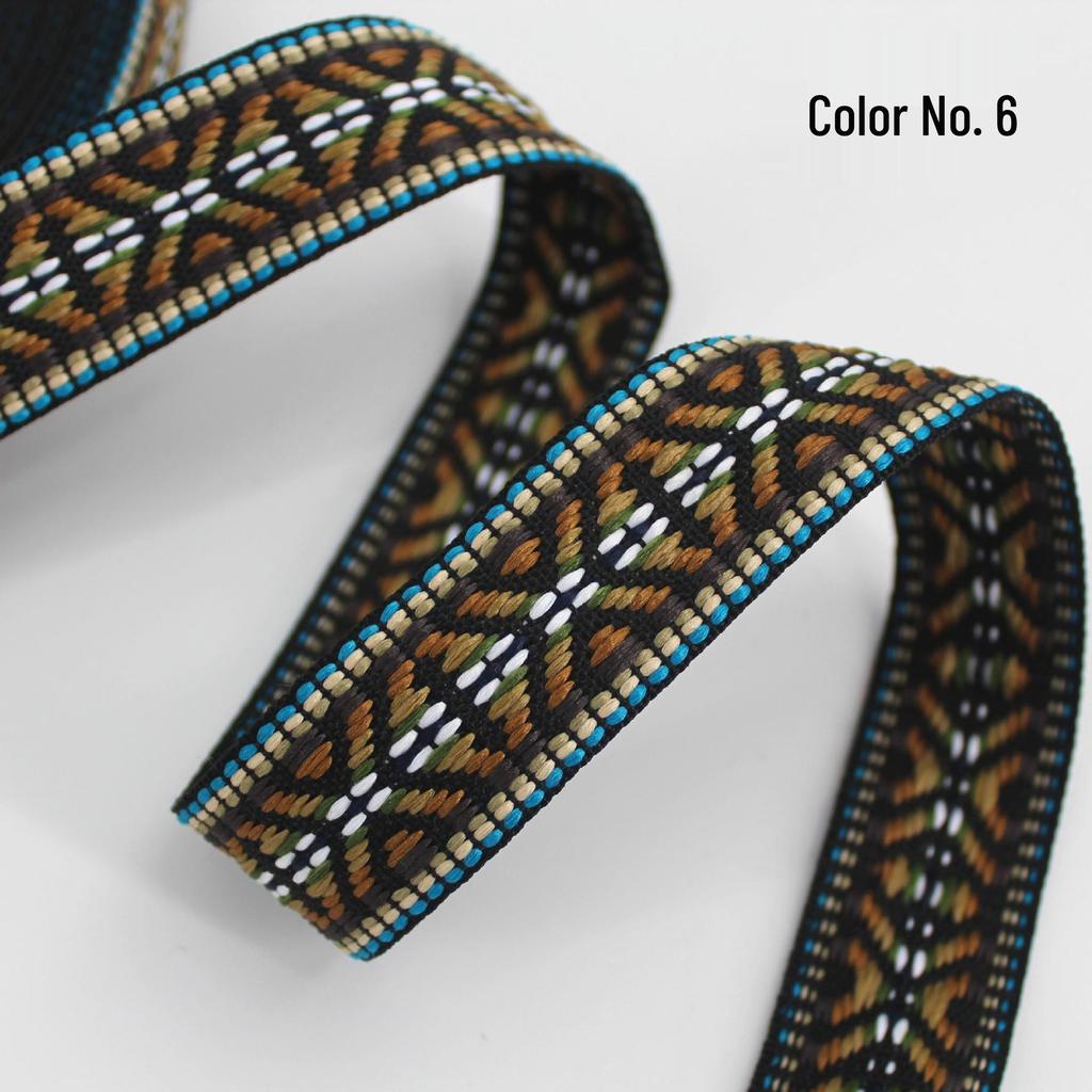 Colorful Ethnic Jacquard Ribbon for Clothing, Shoes, Hats, Packaging, and Decorative Accessories (30-34mm Wide)