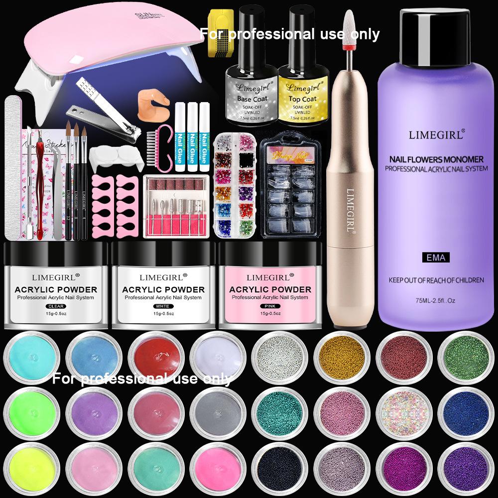 Acrylic Nail Powder Kit Full Set Optional Nail Drill Tools Professional Manicure Set Fast Curing Nail Art Extension