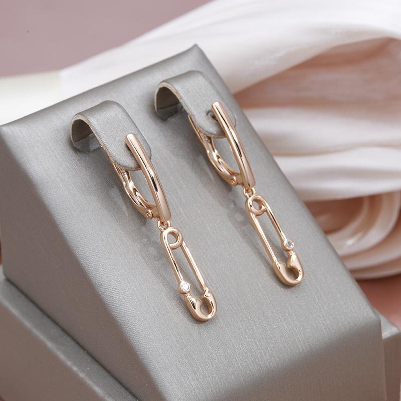 Kienl Paper Clip Long Drop Women's Earrings Rose Gold Color Fine Jewelry