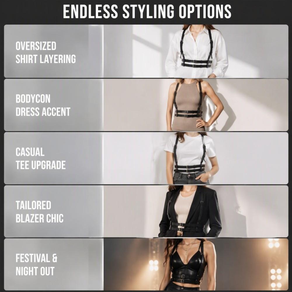 Punk Women's Waist Chain Y2K Style Chest Waist Harness Unisex Body Bondage Waist Strap Party