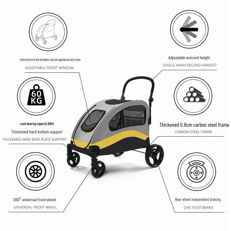 Lightweight, Foldable Pet Stroller for Medium & Large Cats and Dogs, Supports Up To 120 Lbs.