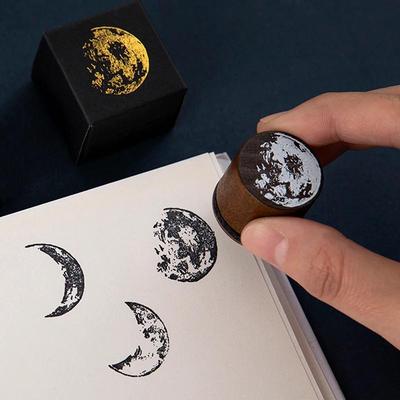 Vintage Moon Serie Holzstempel DIY Basteln Holz-Gummi-Stempel für Scrapbooking Schreibwaren Scrapbooking Standardstempel
