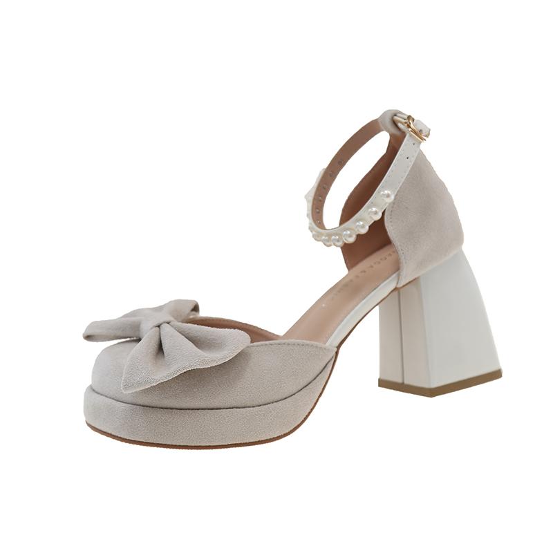 Fashion 2025 Women's Square Fashionable High Quality and Elegant Single Shoes Fashion Round Head Platform Hollow Heels
