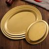 Stainless Steel Oval Vegetable Dish Food Grade Undivided Serving Plate for Curry Salad Home Use