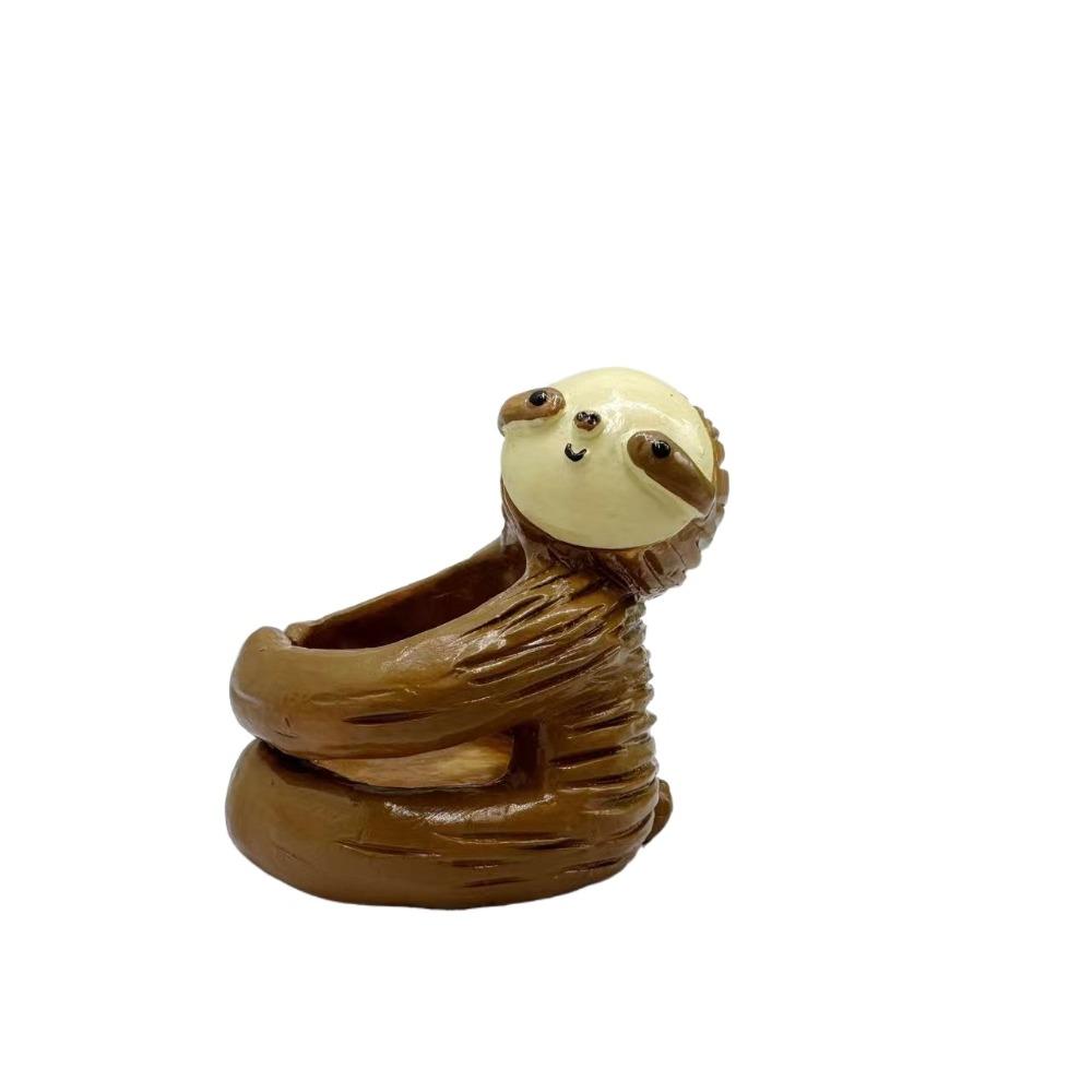 

Смішний Лінивець Підставка для Рослин Прикраса Смола Мініатюри Фігурка Скульптура Статуетка Тварини Вітальня коричневий