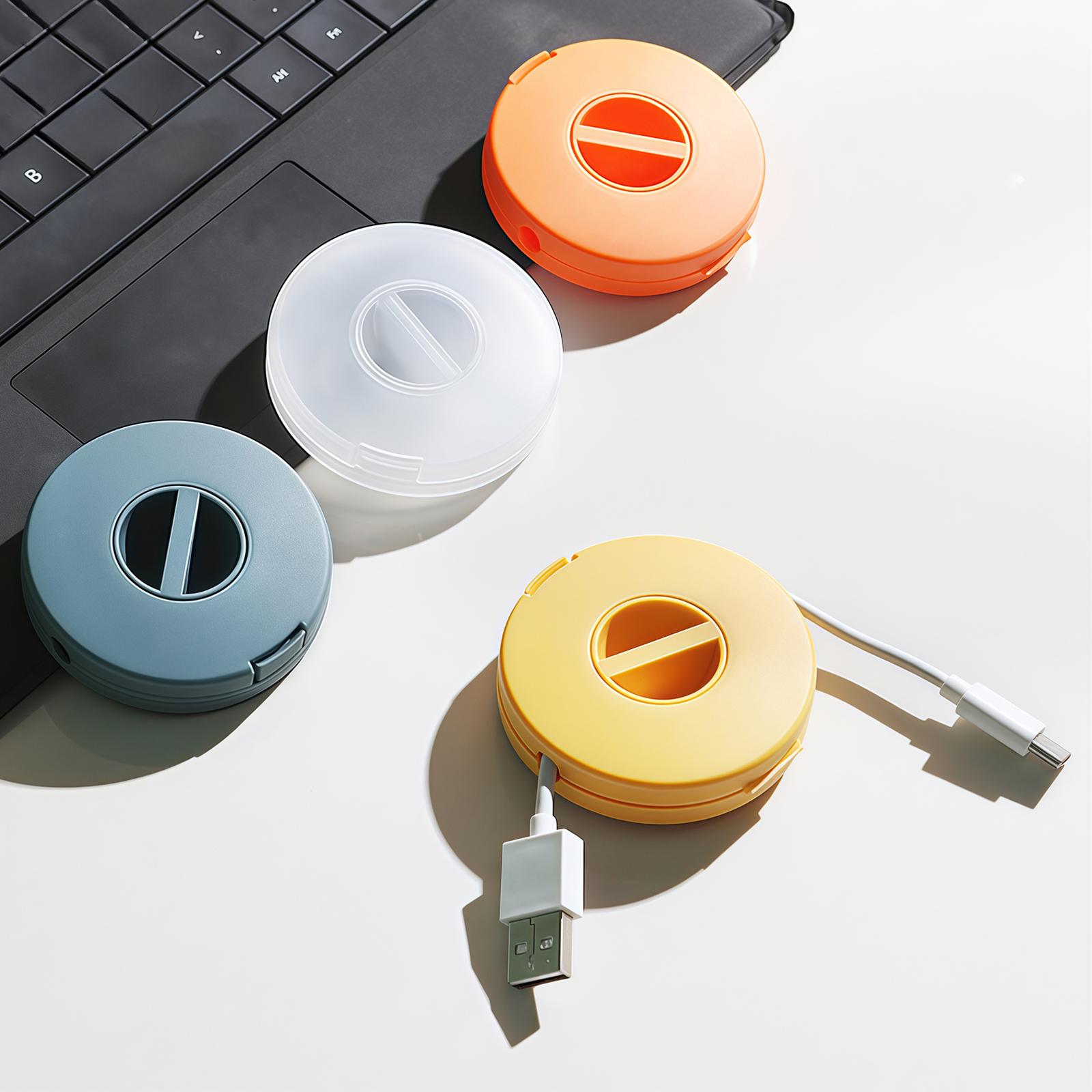 Portable Rotatable Data Cable, Round Cable Organizer, Multi-Style Cord Winder, Desktop Data Cable Management Storage Box