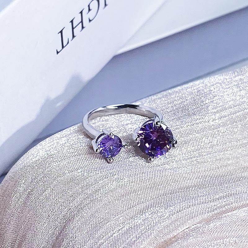 Color Treasure Multi-Color Full Diamond Zir*****Pen Ring Light Luxury High-End Super Flash Niche Design Ring