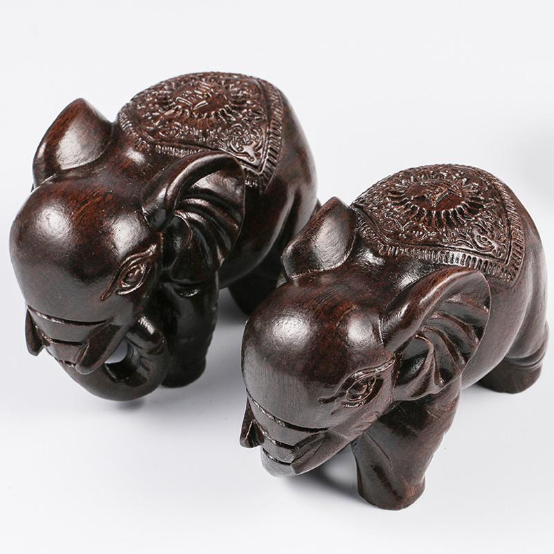 Figurine Elefant de Lux Ornamente din Lemn Artizanat Retro Acasă Feng Shui Decor de Birou Statuetă Elefant Sculptată Natural