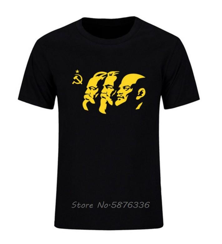 The Soviet Union The Great Communist Lenin ,Marx ,Engels Men's Short Sleeve T-Shirt USSR CCCP Communism Cotton Tops Tees Summer