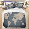 Vintage World Map Artistry Bedding (1 * duvet cover + 2 * pillowcase, without core) 2D Flat Christmas birthday gift Soft and comfortable Bedding set