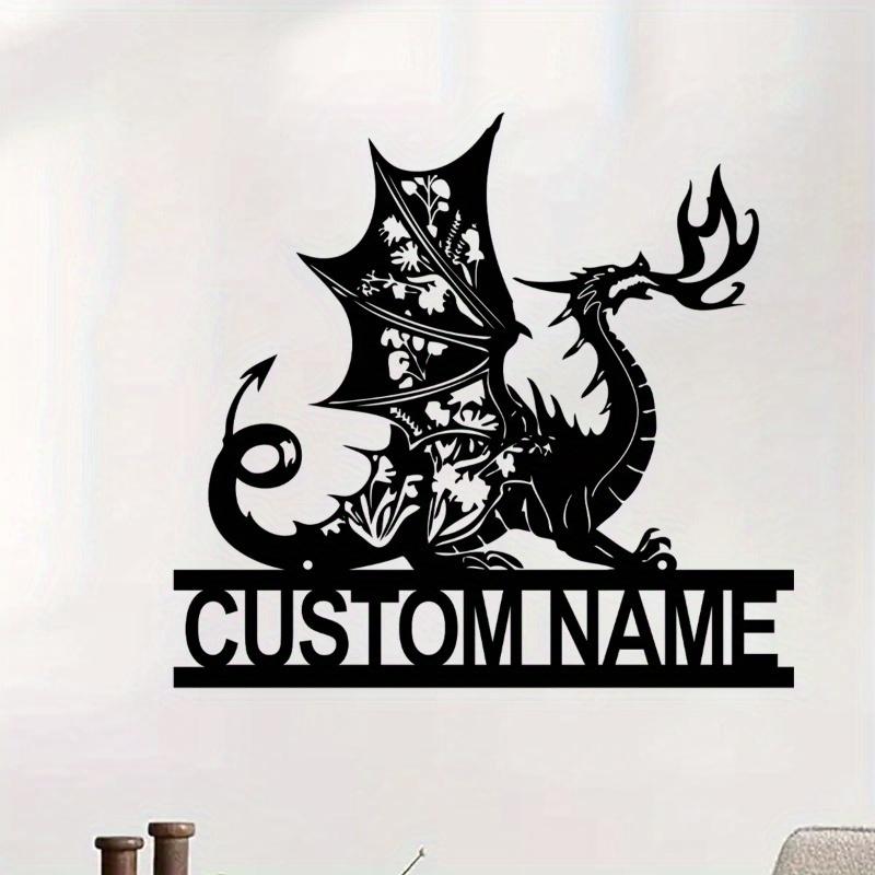 Custom Fire Dragon Metal Wall Decor - Personalized Fire Dragon Sign for Farmhouse Kitchen, Living Room & Office